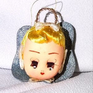 Vintage Angel Face With Wings Ornament Made in Japan Mid-century Christmas Angel